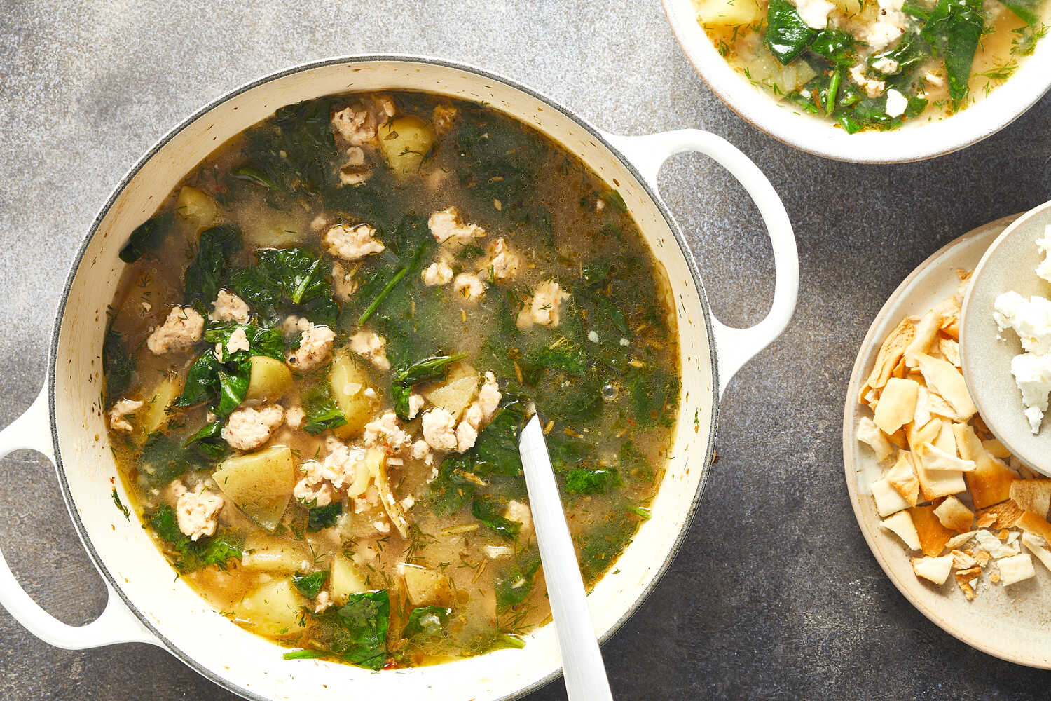 Lemony Greek Chicken, Spinach and Potato Stew Recipe