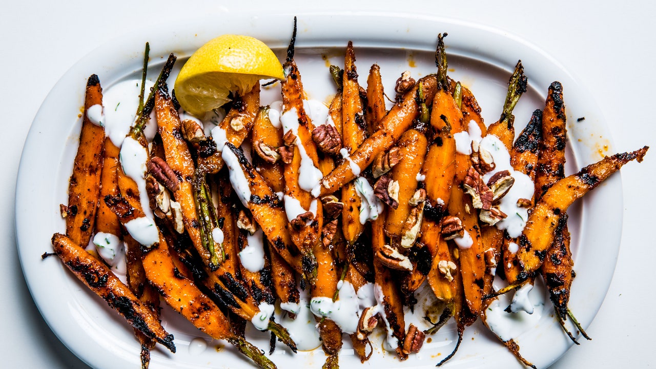 Barbecue Carrots with Yogurt and Pecans Recipe | Bon Appétit