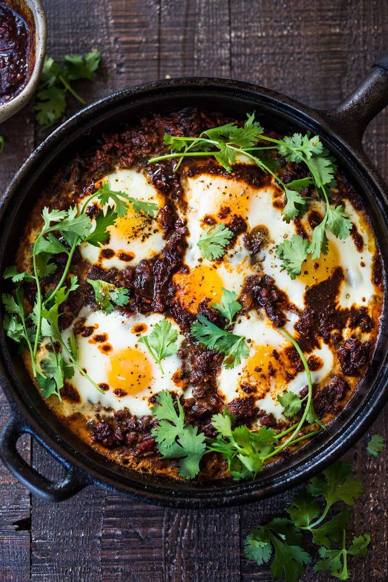 Moroccan Eggs with Harissa Yogurt | Feasting At Home