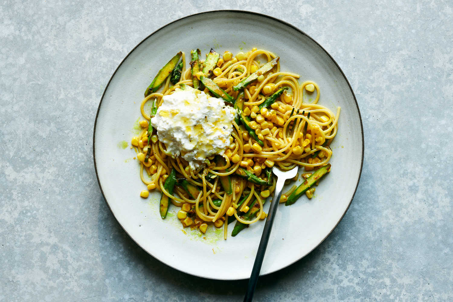 Caramelized Corn and Asparagus Pasta With Ricotta Recipe