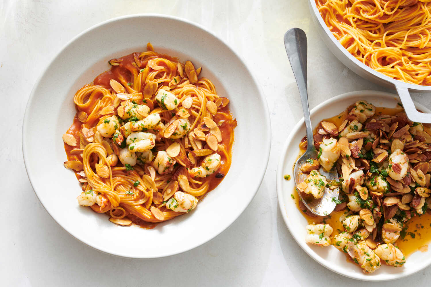 Smoky Tomato Pasta With Shrimp and Almonds Recipe