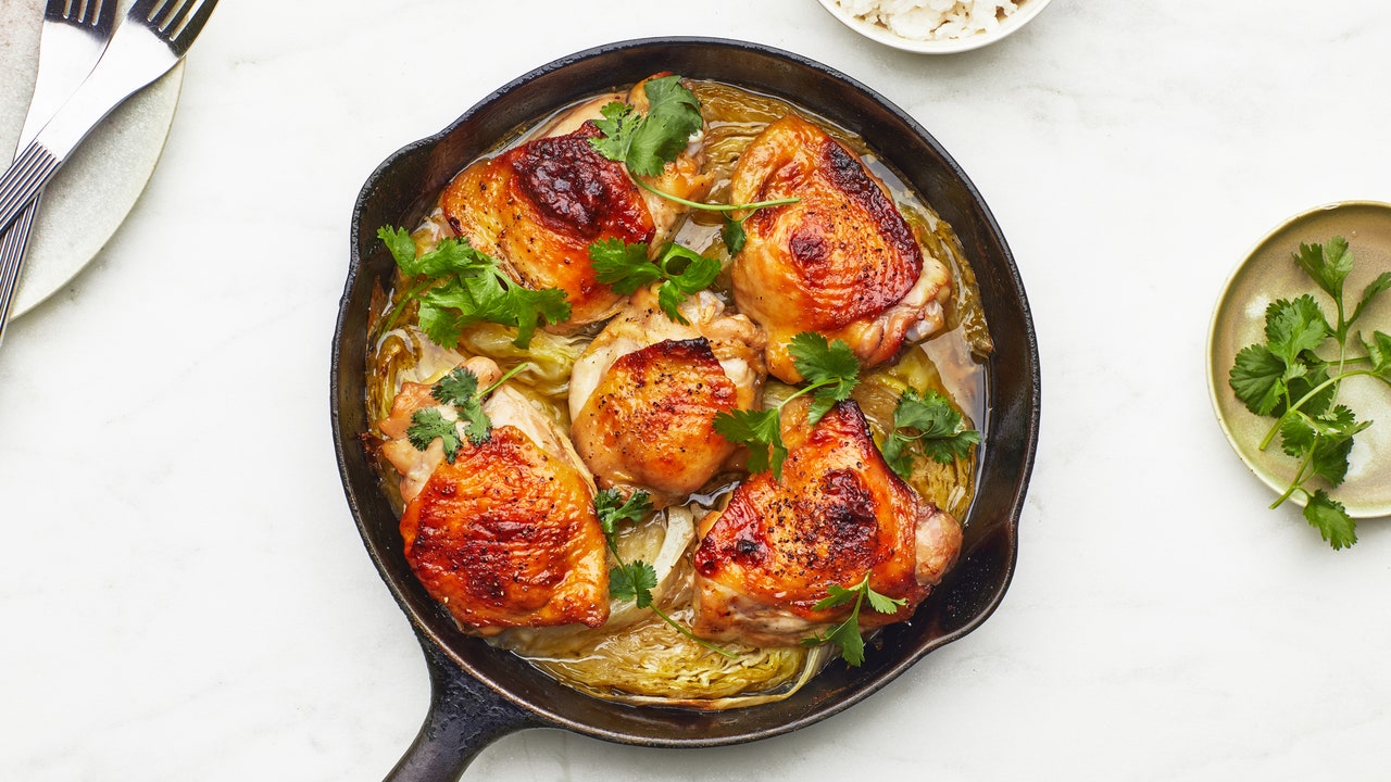 Thai Roast Chicken Thighs With Coconut Rice Recipe | Bon Appétit