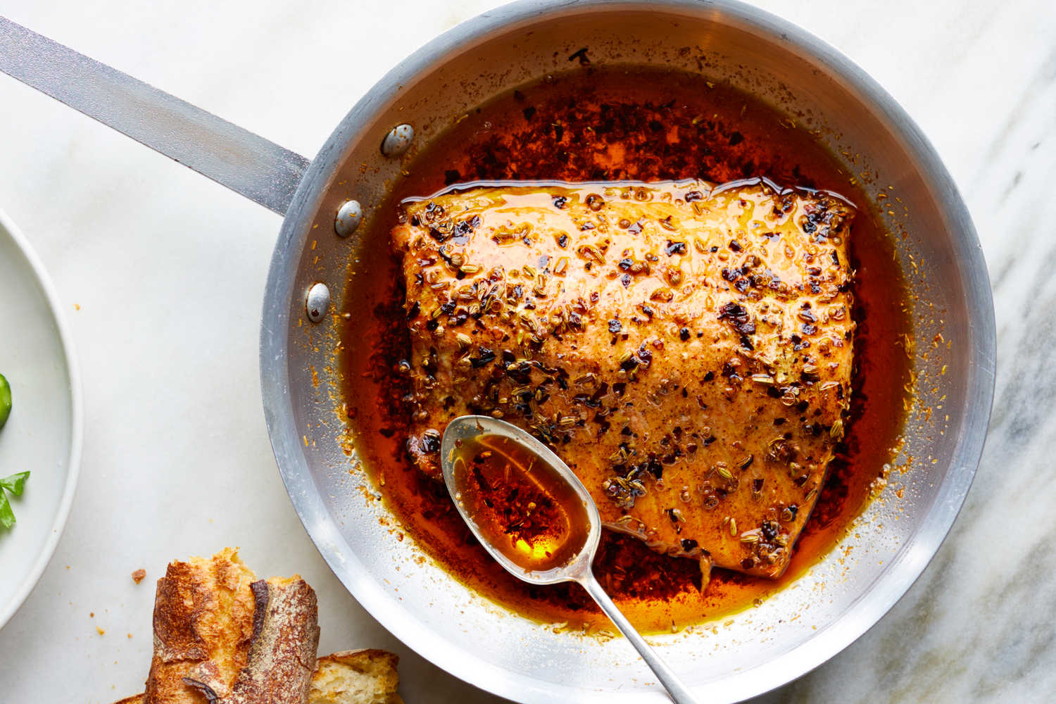 Spicy Slow-Roasted Salmon With Cucumbers and Feta Recipe