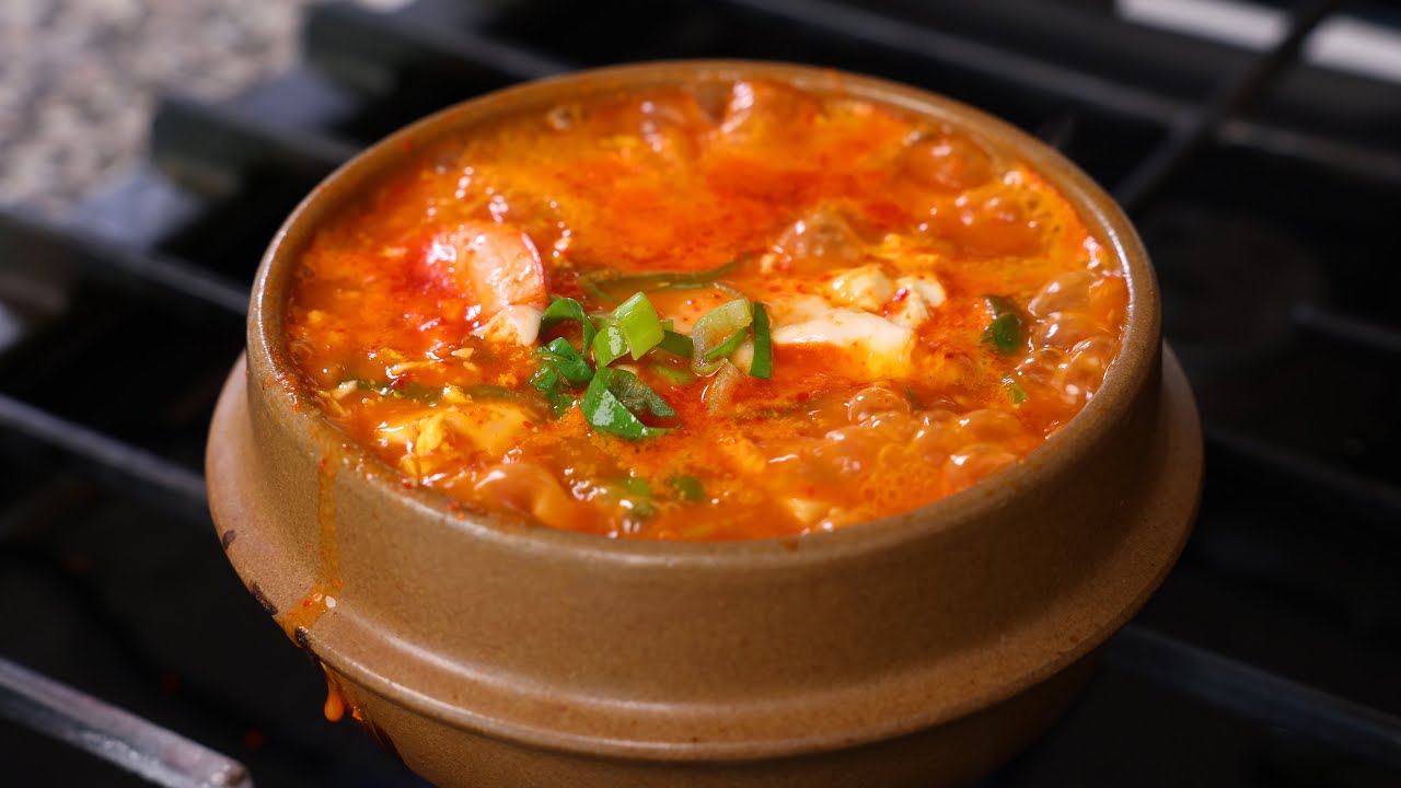 Haemul sundubu-jjigae (Spicy soft tofu stew with seafood) recipe by Maangchi