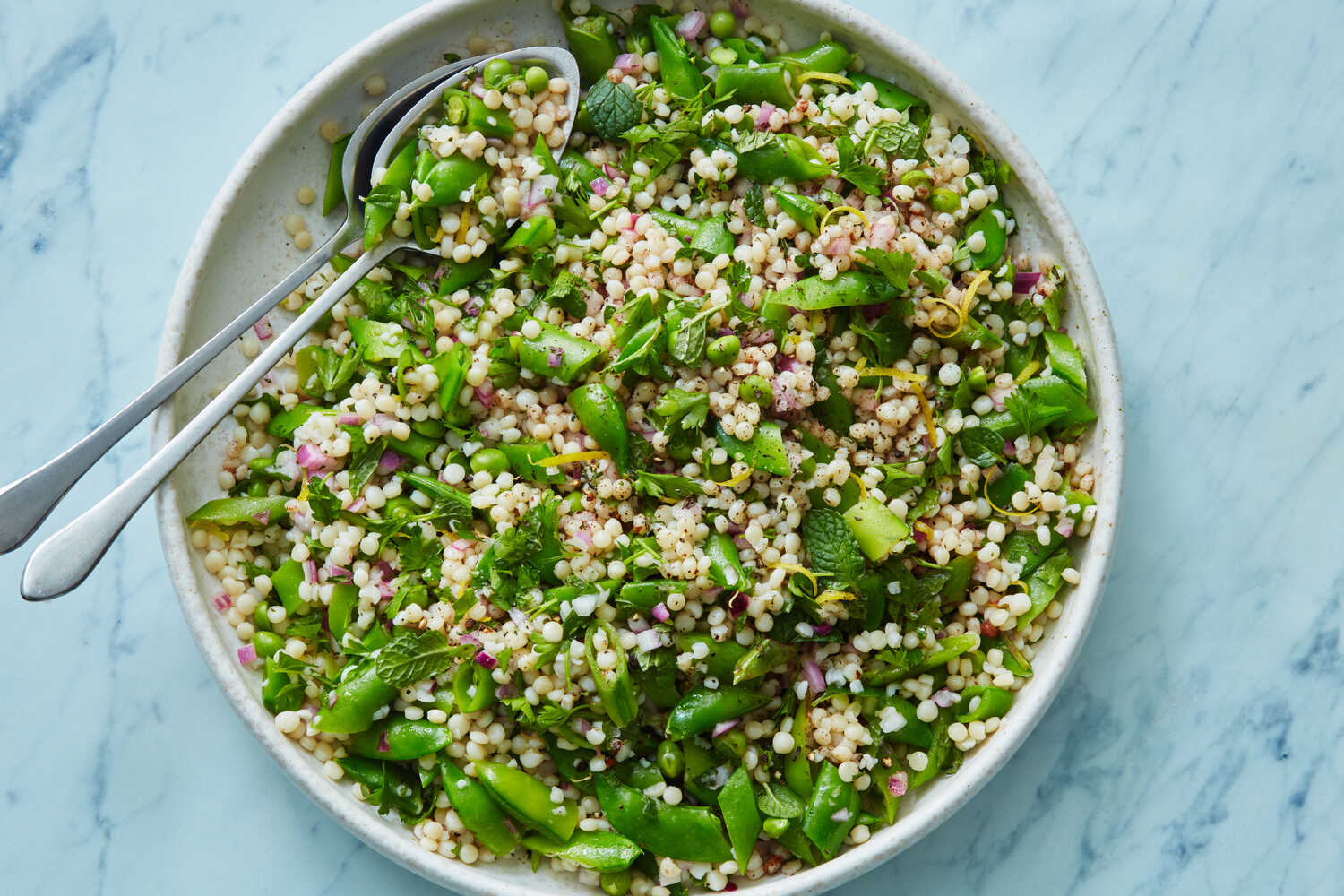 Herby Pearl Couscous and Sugar Snap Pea Salad Recipe