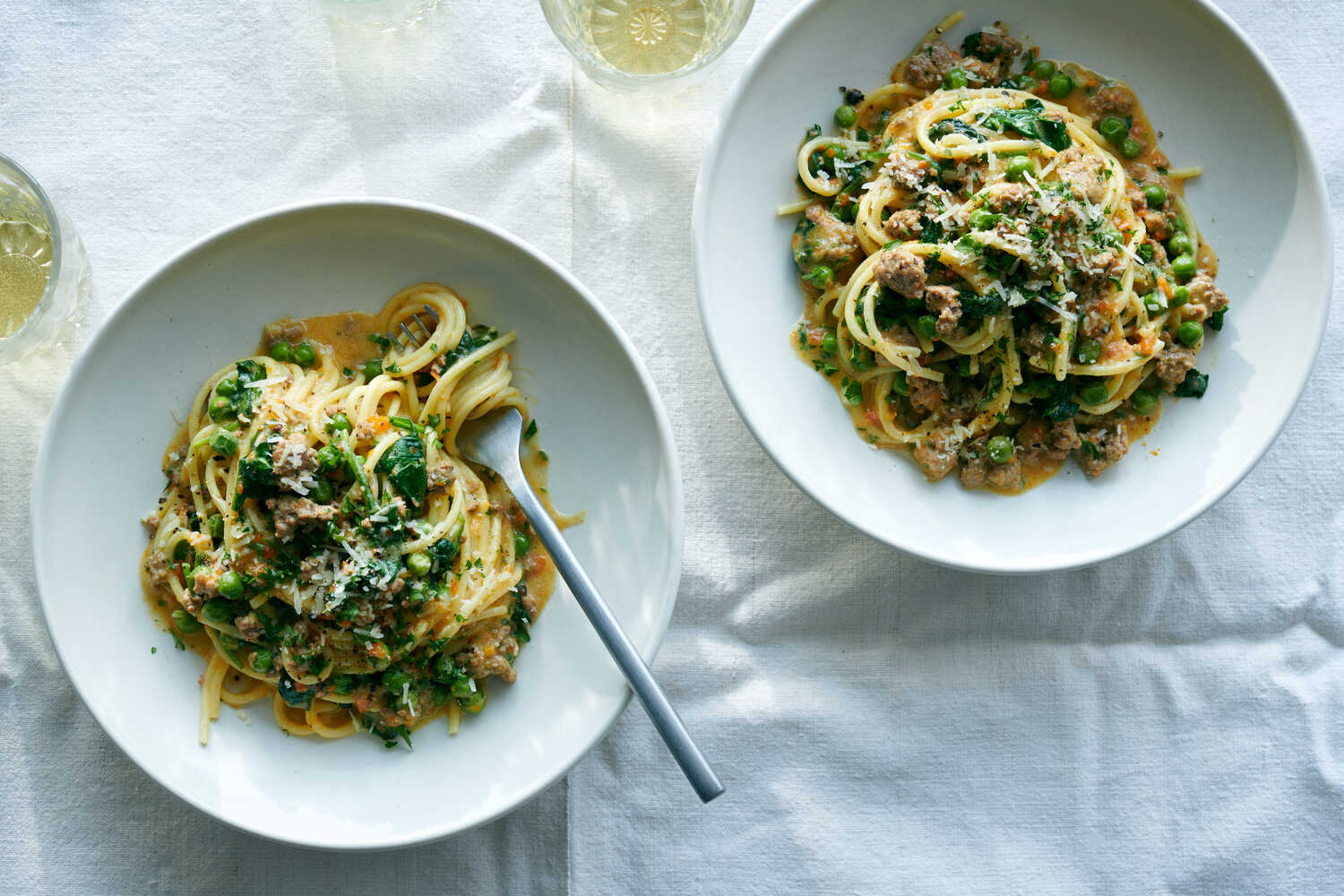 Spring Pasta Bolognese With Lamb and Peas Recipe