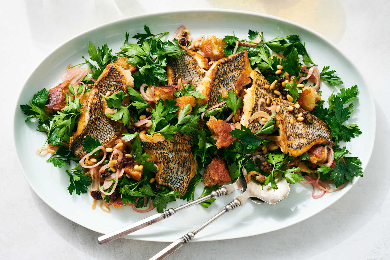 Crispy Fish Salad With Parsley and Ciabatta Croutons Recipe