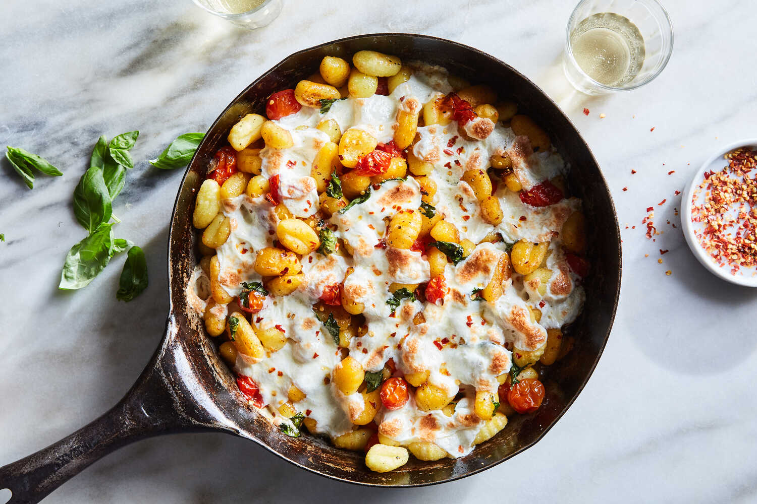 Crispy Gnocchi With Burst Tomatoes and Mozzarella Recipe