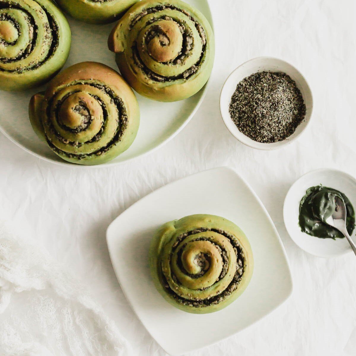 Matcha Black Sesame Rolls | Sift & Simmer